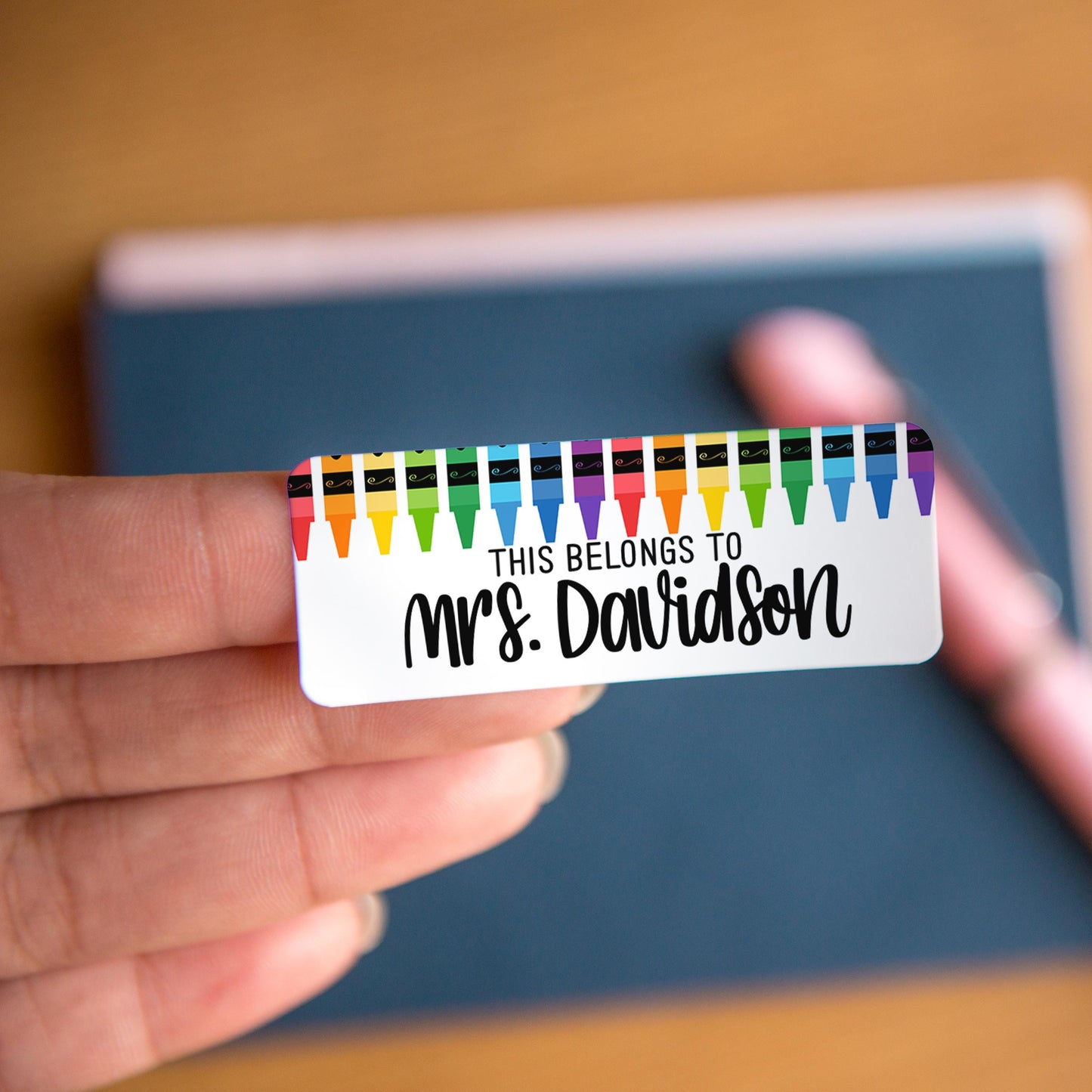 Teacher Name Labels - Personalized Name Stickers | Rainbow Teacher Labels, Water Resistant