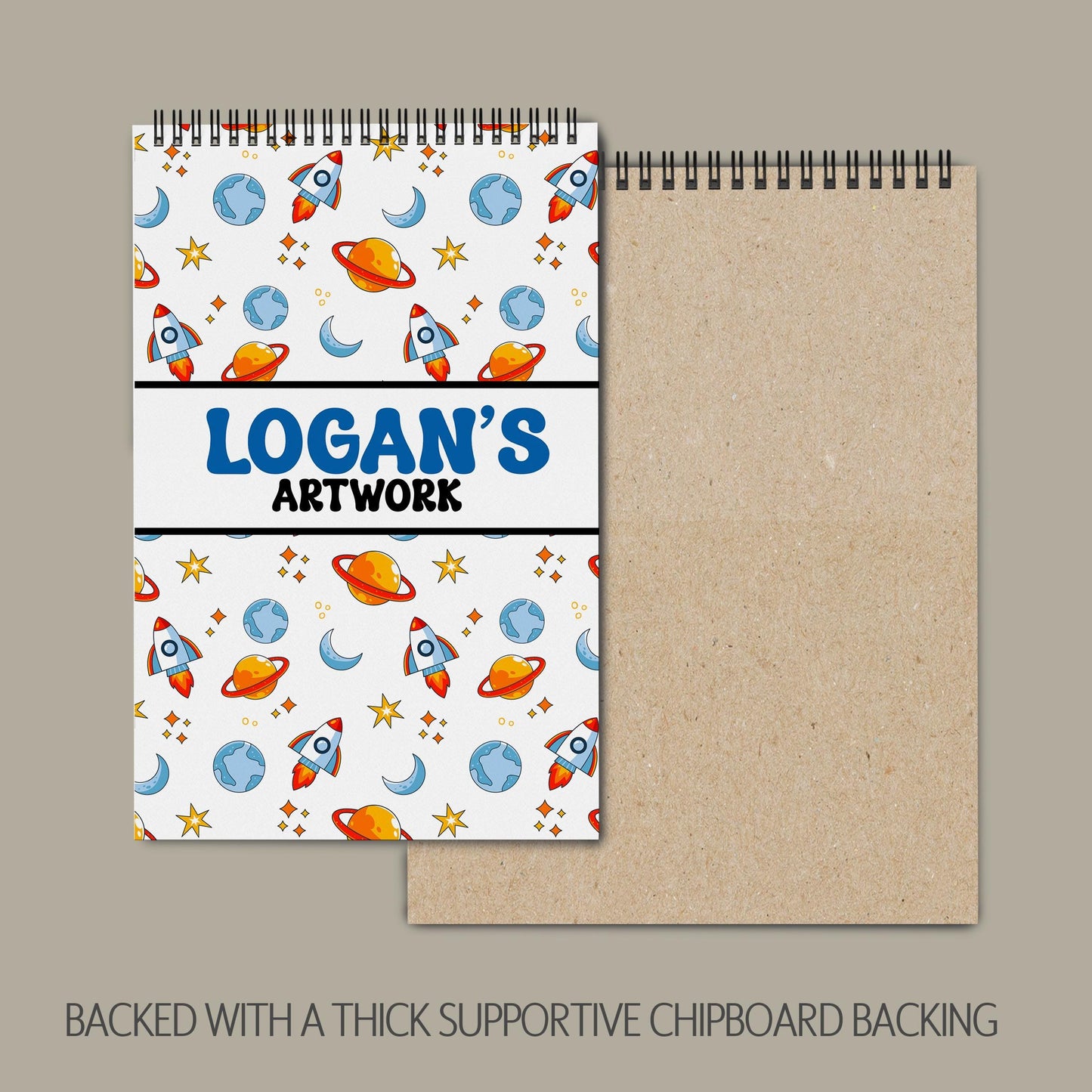 Personalized Kids Sketchbook – Custom Drawing Pad with Heavyweight Paper | Rocket Space Design