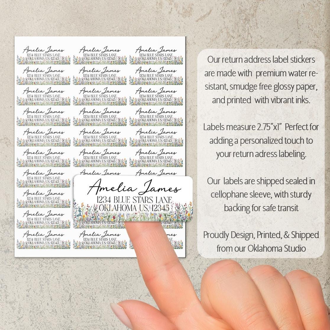 Custom Address Labels - Personalized Return Address Stickers | Floral Invitation Labels