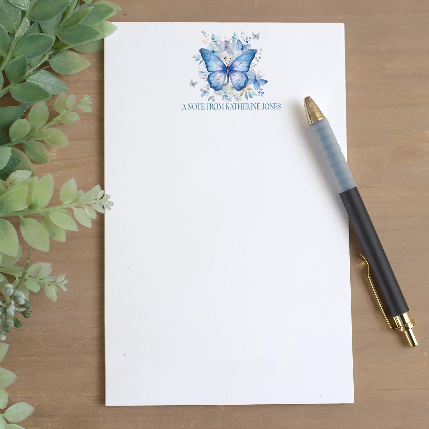 Personalized Butterfly Notepad - Custom Name Notepad With Floral Butterfly Stationery