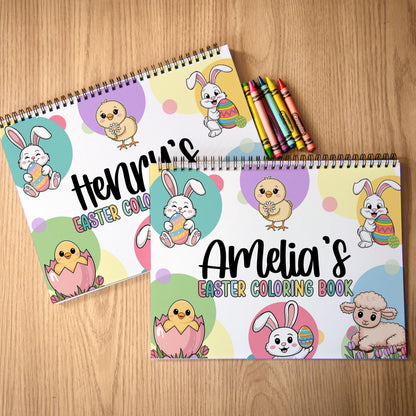 Personalized Easter Coloring Book - Custom Kids Art Activity With Bunny Pages