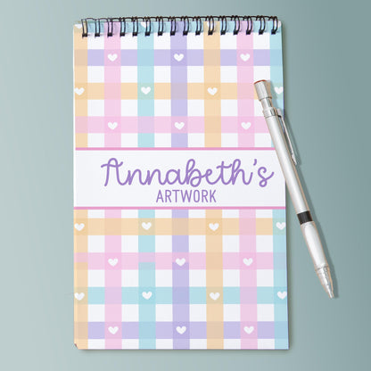 Girls Personalized Sketchbook - Custom Art Book With Name | Spiral Bound Drawing Pad
