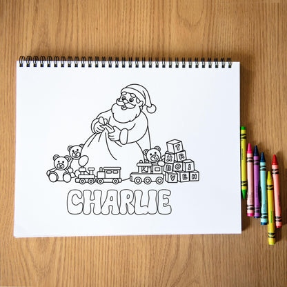 Personalized Christmas Coloring Book 50 Pages, Spiral 11x8.5 Gift
