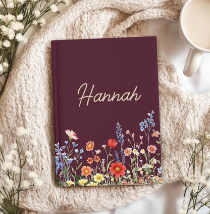Personalized Journal – Custom Hardcover Journal With Floral Design & Lined Pages