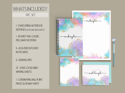 Personalized Stationery Set – Letter Writing Kit with Spiral Notebook & Pen
