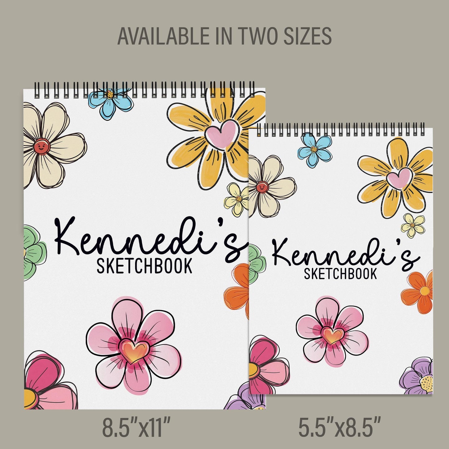 Personalized Sketchbook - Kids Drawing Pad With Custom Name & Flower Art Pad Gift