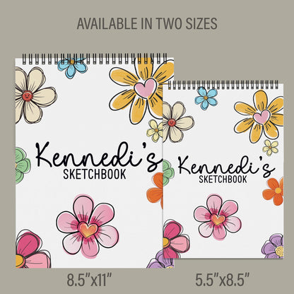 Personalized Sketchbook - Kids Drawing Pad With Custom Name & Flower Art Pad Gift