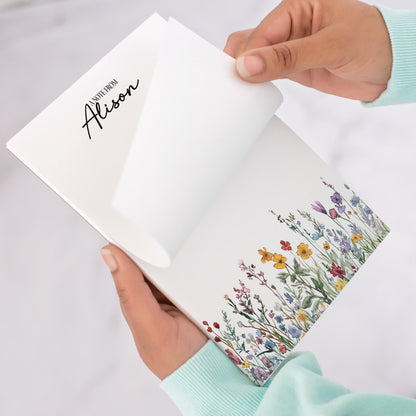 Personalized Notepad - Custom Name Wildflower Note Pad | Garden Flower Notes & Office Desk Accessory