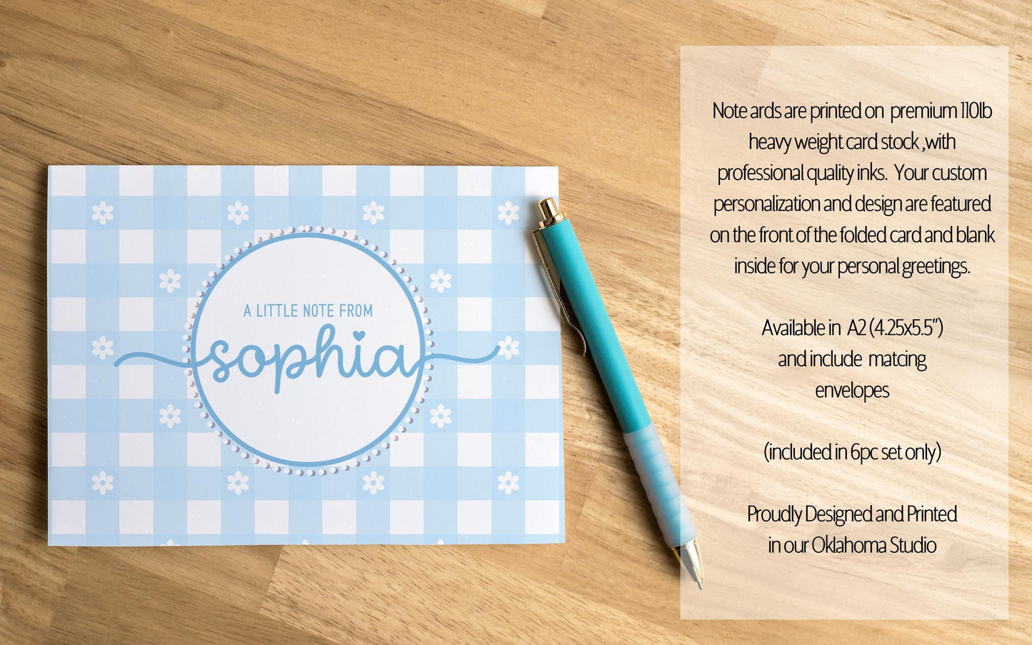 Personalized Stationery Set - Kids Letter Writing Paper & Girls Notepad Set