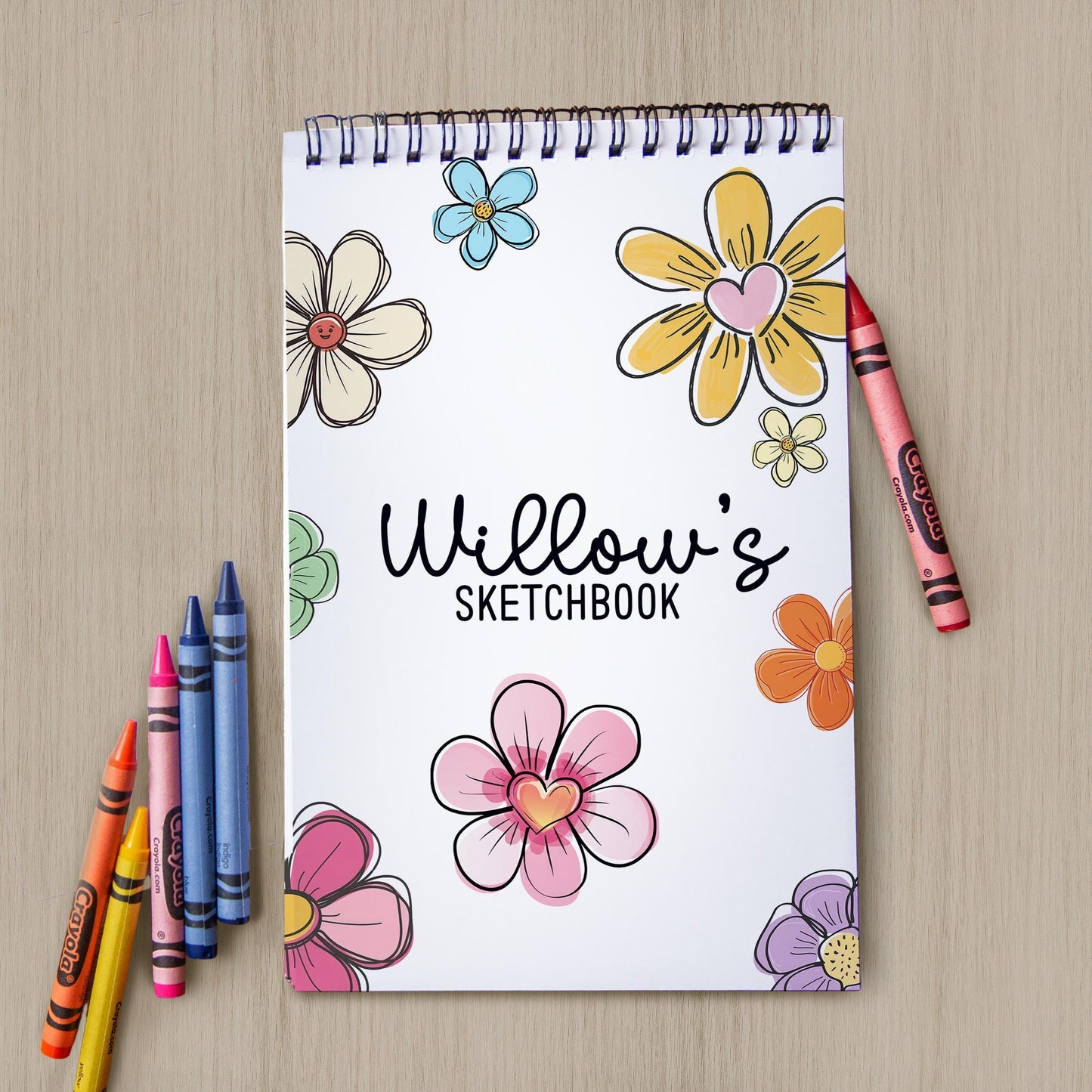 Personalized Sketchbook - Kids Drawing Pad With Custom Name & Flower Art Pad Gift
