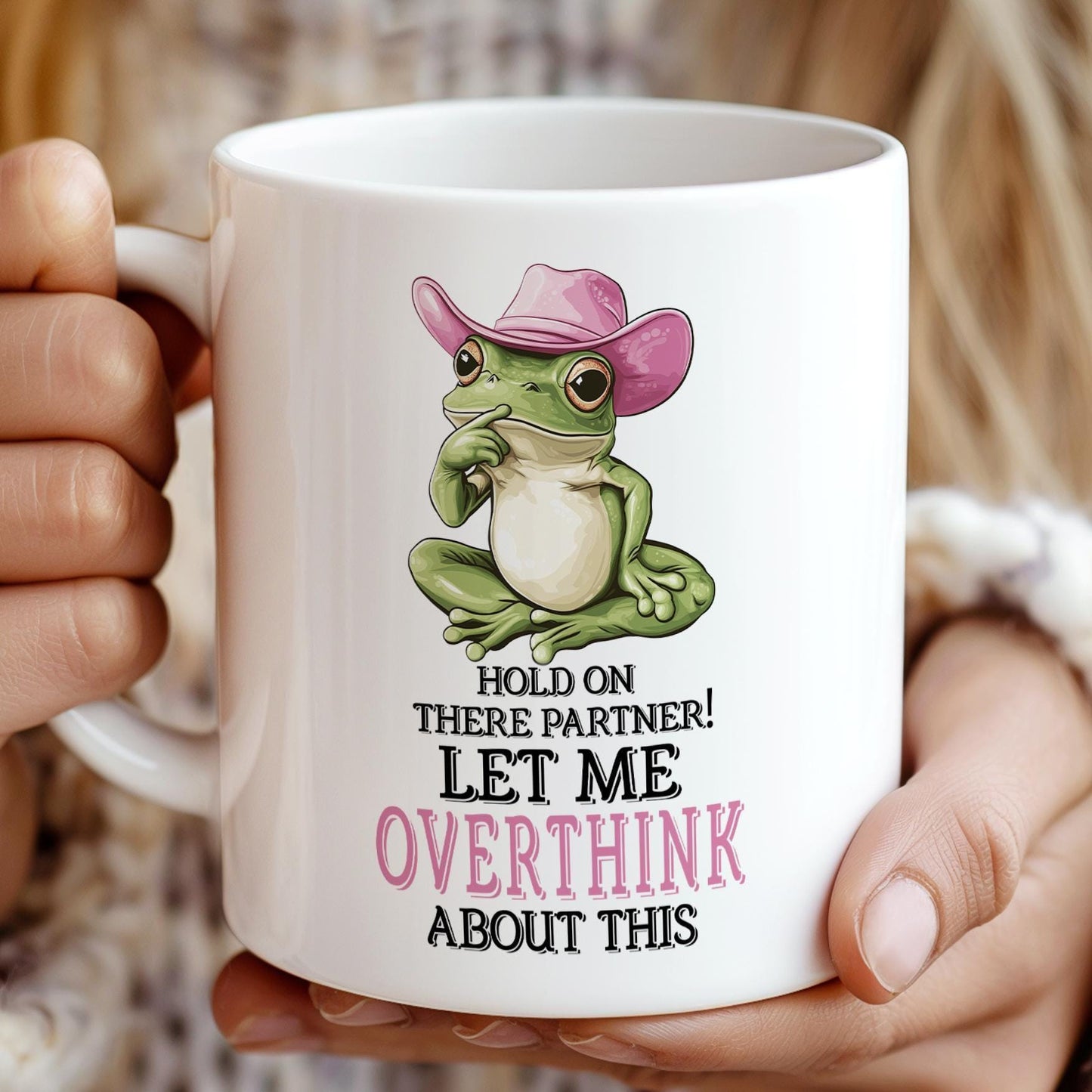 Funny Womens Coffee Mug - Cute Pink Frog Cowboy Design | Dishwasher Safe Ceramic Cup