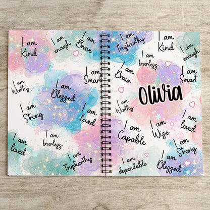 Personalized Girls Notebook - Spiral Bound Journal With Positive Affirmations & Gratitude