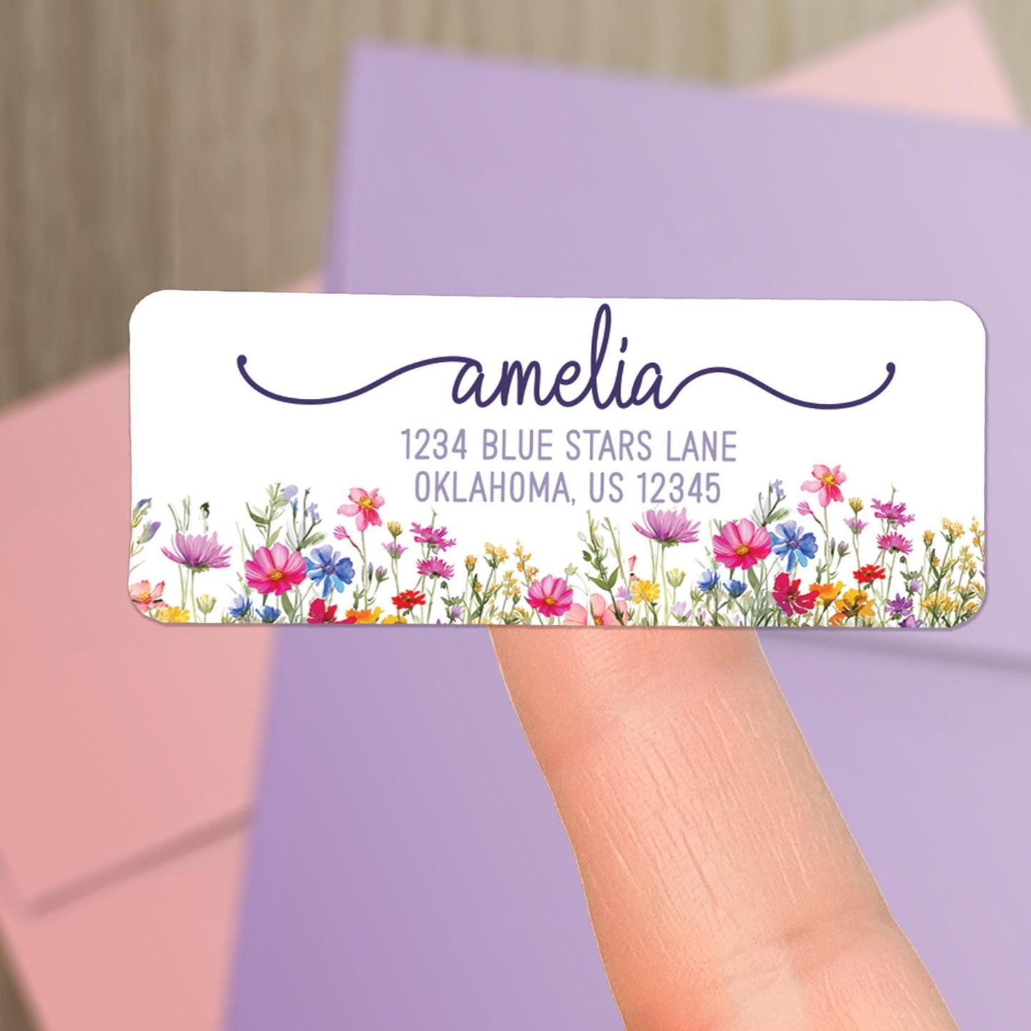 Personalized Address Labels - Custom Floral Return Stickers | Water Resistant, Smudge Proof