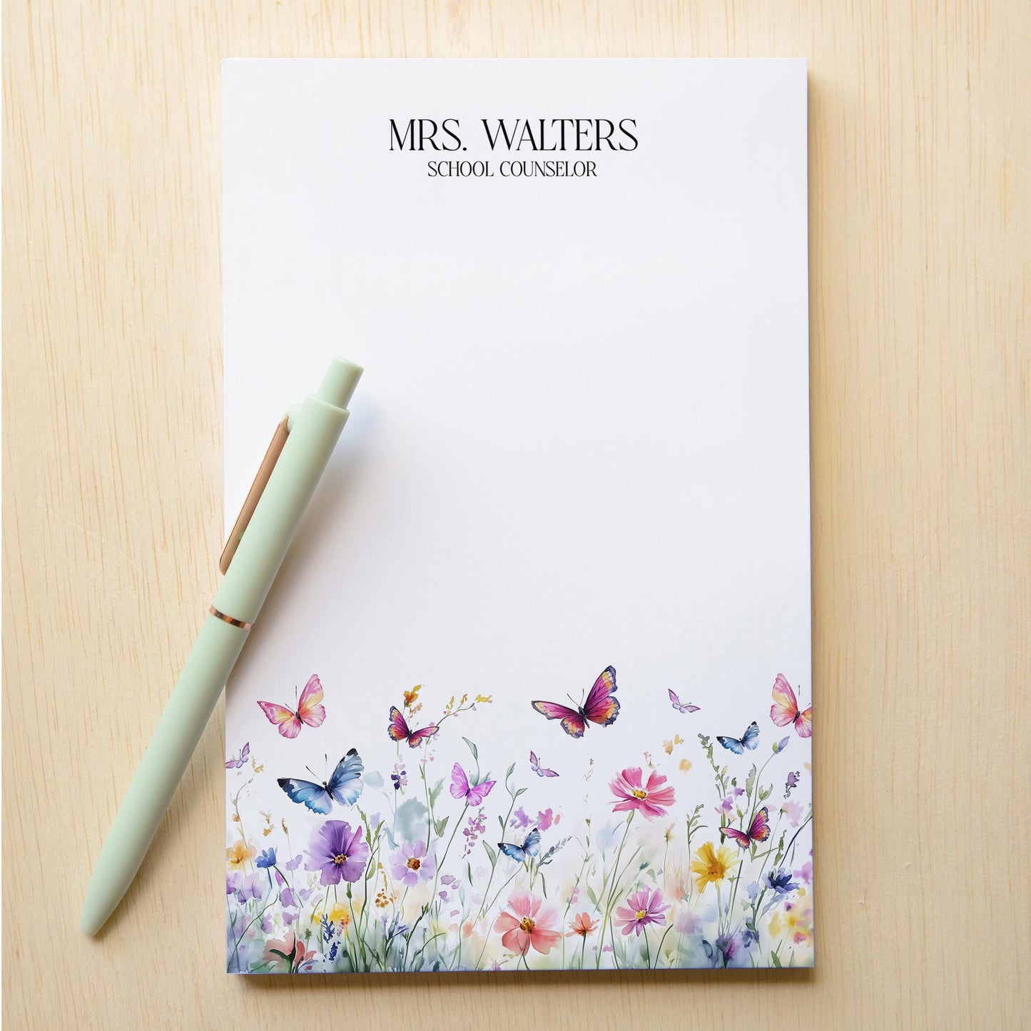 Personalized Butterfly Notepad - Custom Name Notepads | Floral Garden Stationery Gift