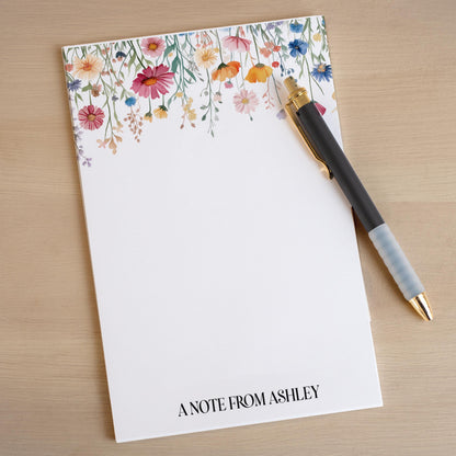 Personalized Notepad - Custom Name Wildflower Notepad With Lined Sheets