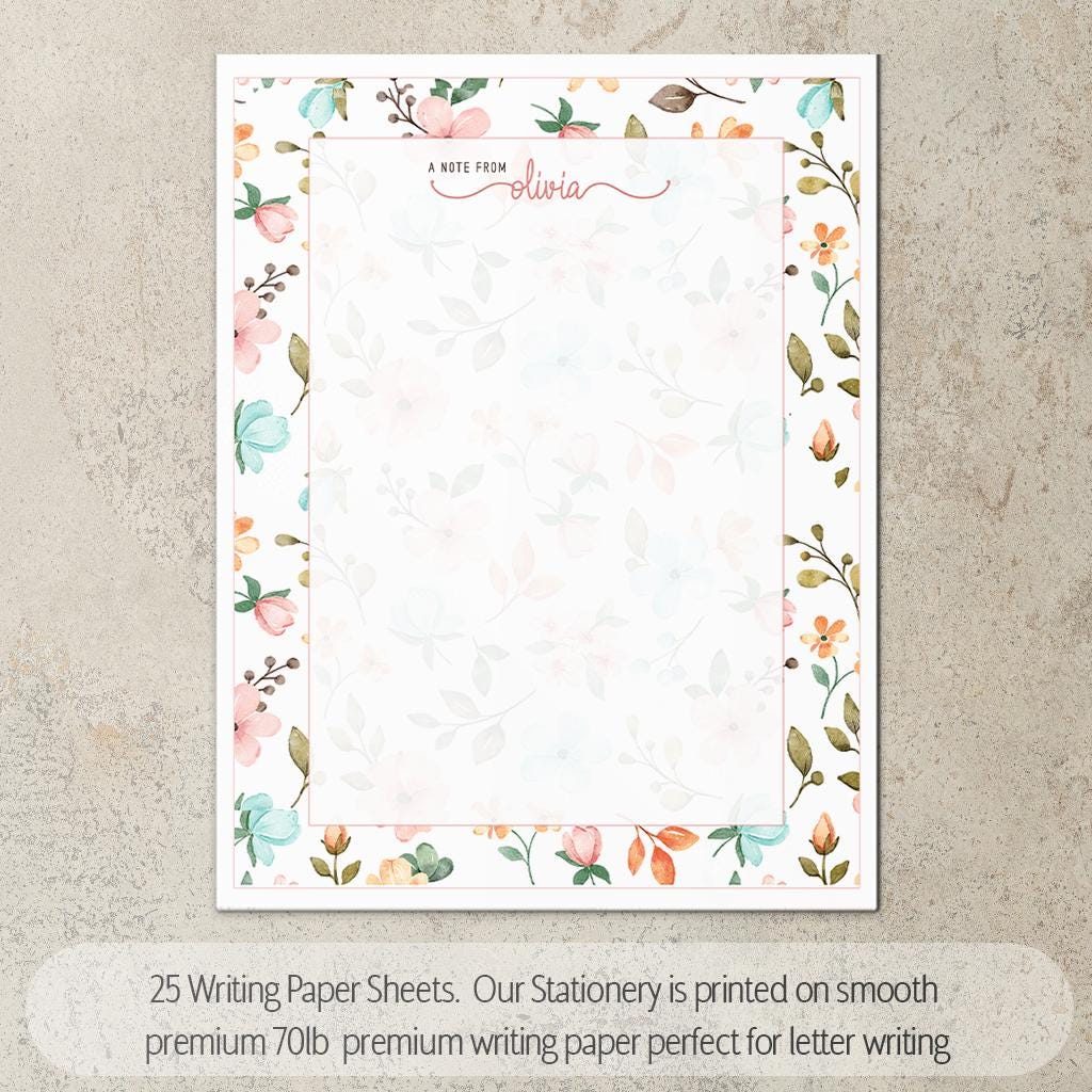 Personalized Stationery Set - Floral Notepads & Wildflower Notebook With Pen
