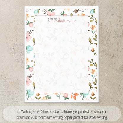 Personalized Stationery Set - Floral Notepads & Wildflower Notebook With Pen