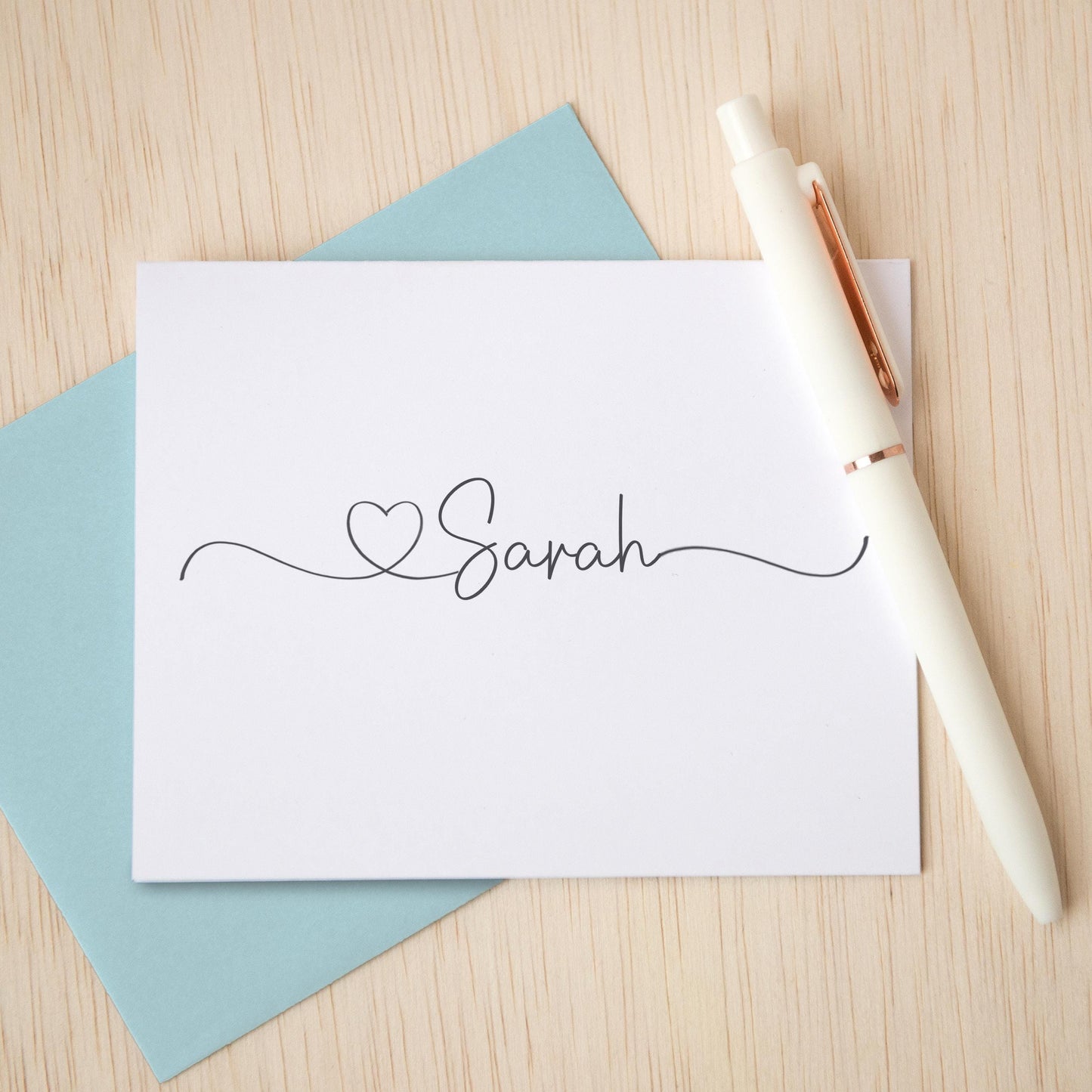 Personalized Note Cards – Custom Notecards with Envelopes | Script Stationery Set