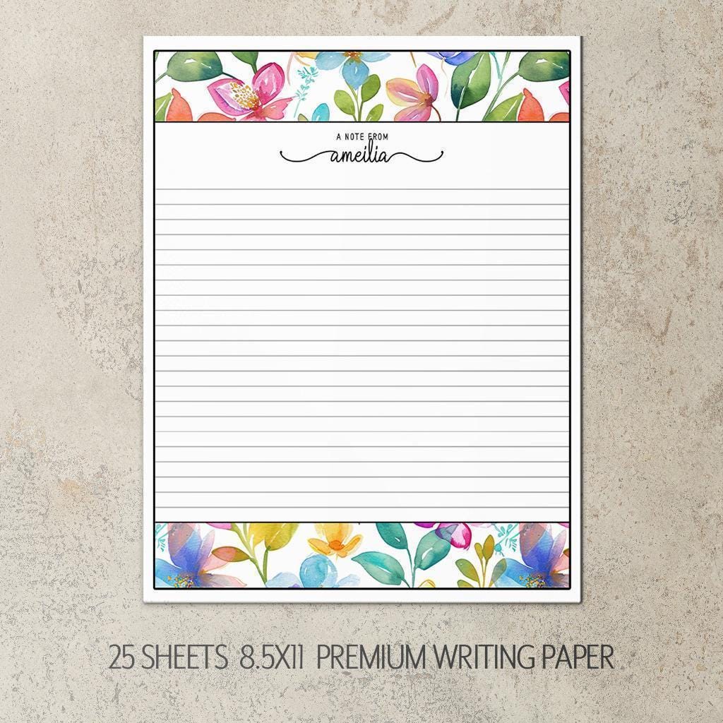 Personalized Stationery Set - Wildflower Letter Writing Sets with Floral Notebook & Pen