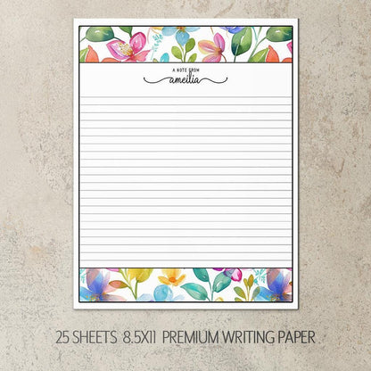 Personalized Stationery Set - Wildflower Letter Writing Sets with Floral Notebook & Pen