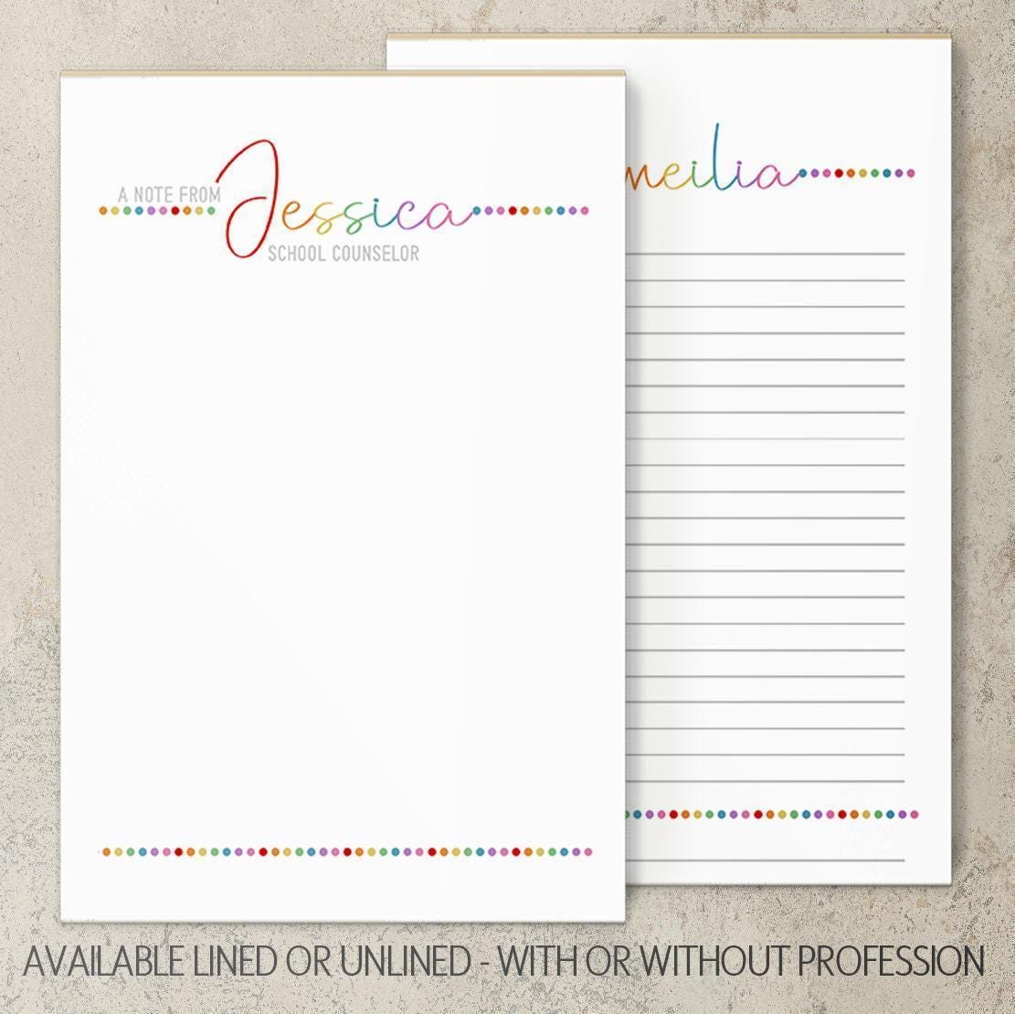 Personalized Notepad – Custom Stationery Rainbow Script Notepad with Professional Title