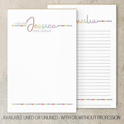 Personalized Notepad – Custom Stationery Rainbow Script Notepad with Professional Title