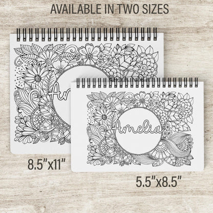 Personalized Coloring Book, 50 Pages, Spiral 11x8.5 Gift For Teens