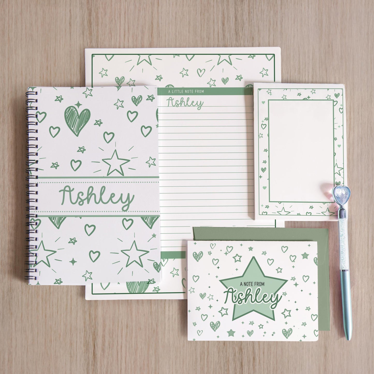 Personalized Stationery Set - Girls Letter Writing Paper & Teen Tween Notebook Gift