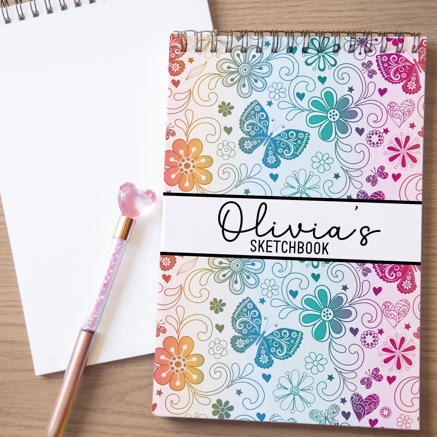 Girls Personalized Sketchbook - Custom Drawing Journal with Name | Kids Art Pad