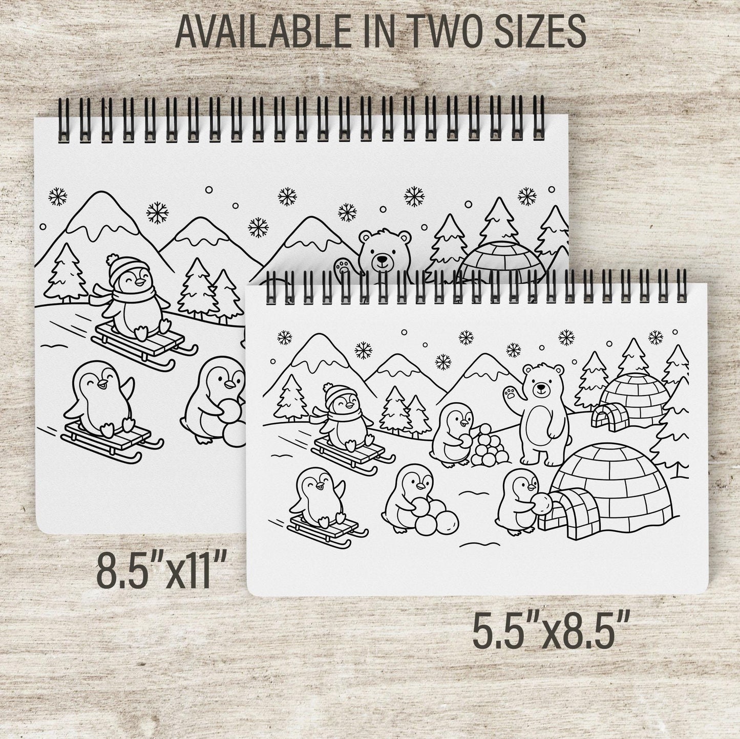 personalized coloring book, Arctic Winter 50-Pg Spiral Kids Gift