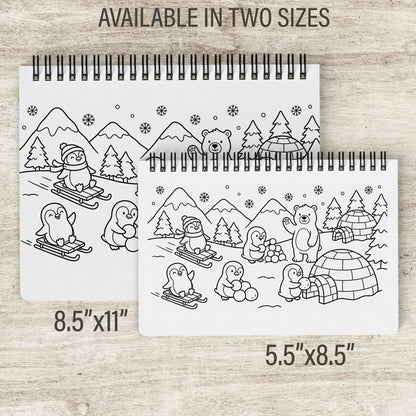 personalized coloring book, Arctic Winter 50-Pg Spiral Kids Gift