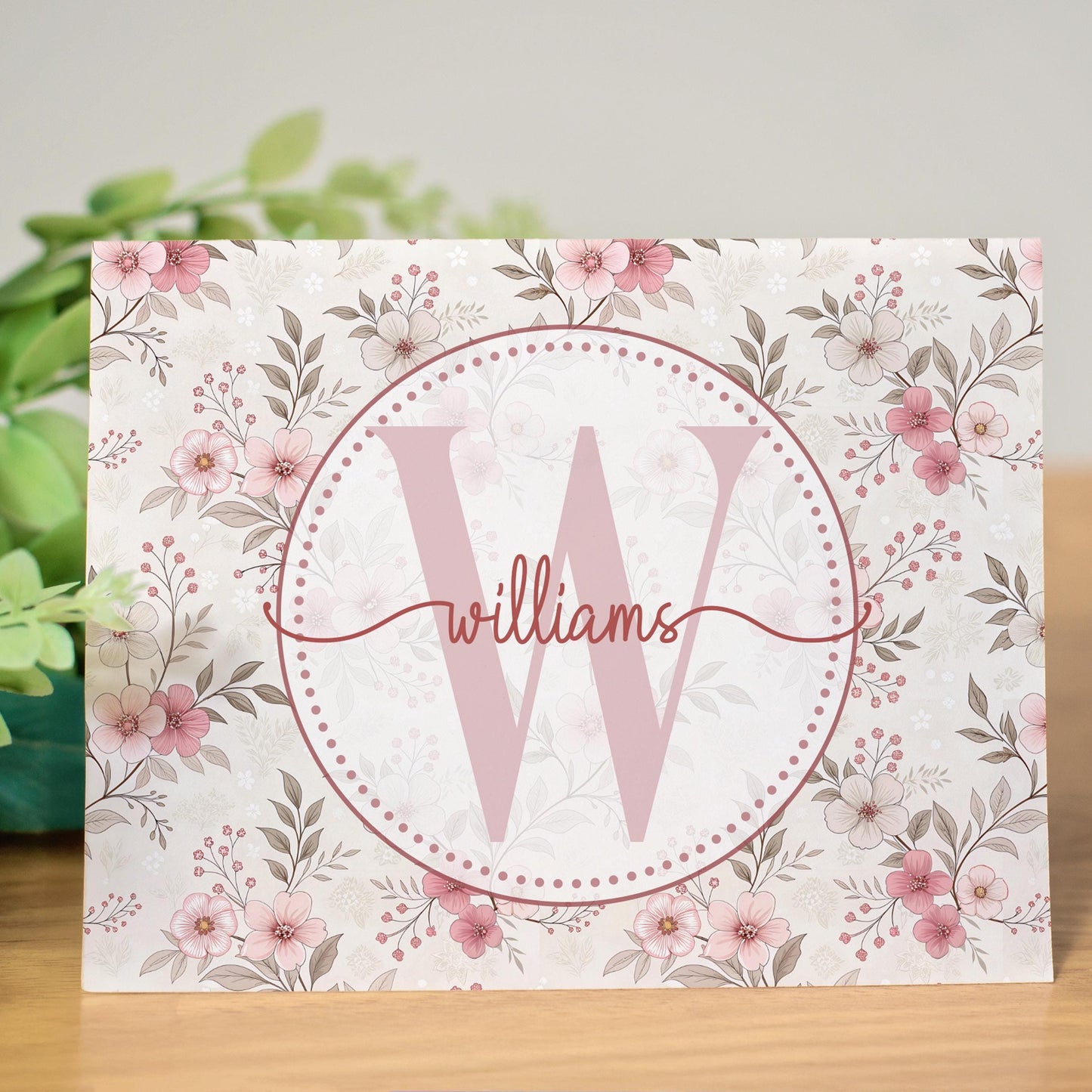 Personalized Note Cards – Custom Folded Cards, Pink Wildflower Stationery Set with Envelopes