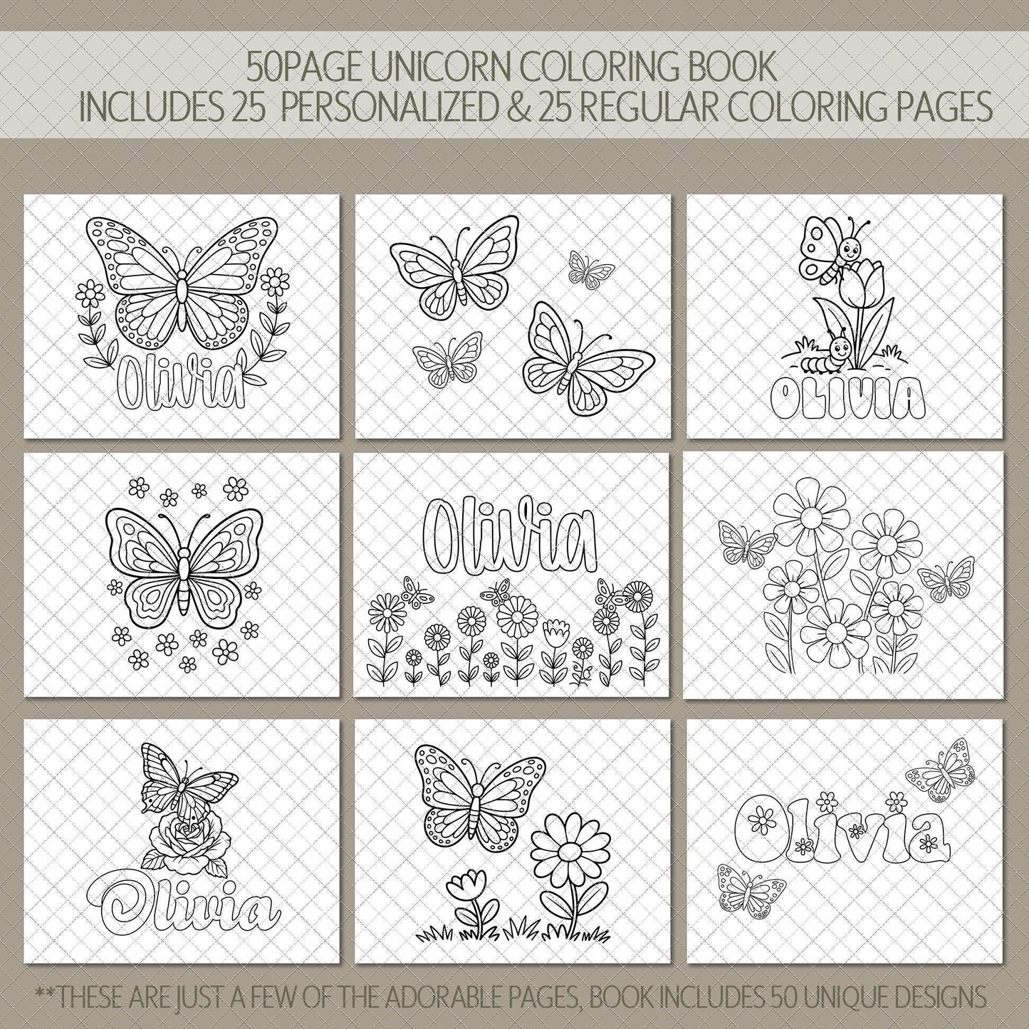 Personalized Butterfly Coloring Book - Custom Kids Coloring Book Gift With Name