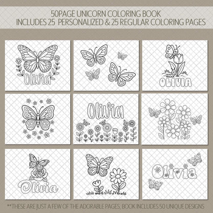 Personalized Butterfly Coloring Book - Custom Kids Coloring Book Gift With Name