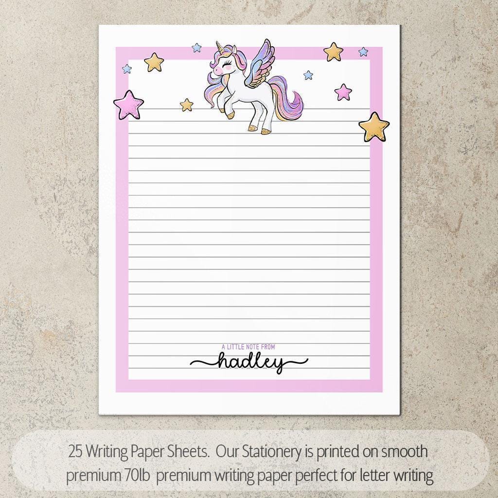 Personalized Stationery Set – Unicorn Notebook Set with Kids Letter Writing Paper & Stickers