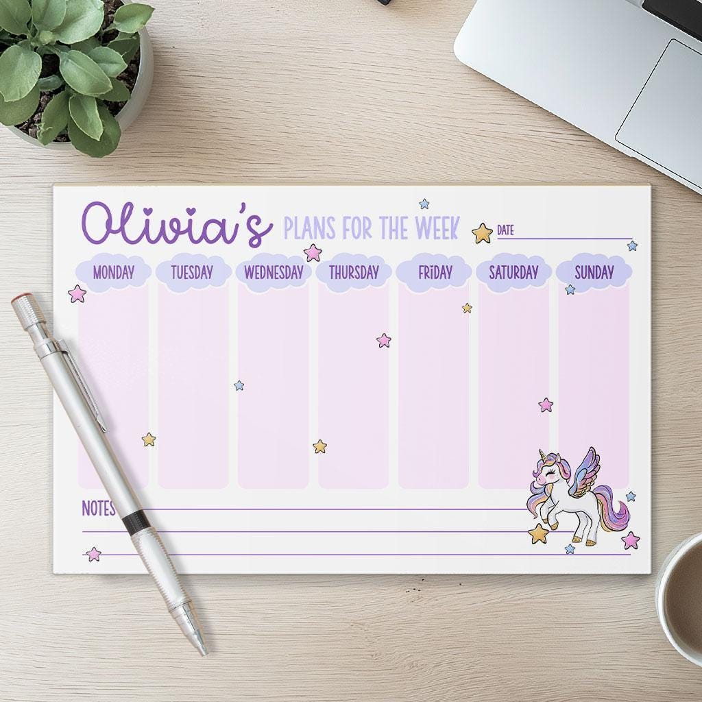 Personalized Weekly Planner | Custom Name Notepad - Desk Organizer & Habit Tracker