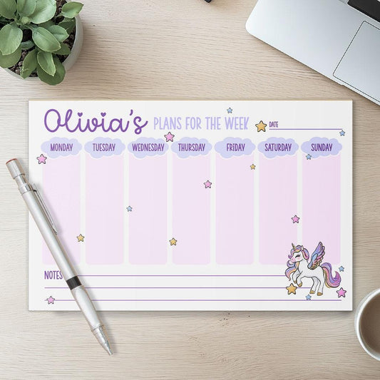 Personalized Weekly Planner | Custom Name Notepad - Desk Organizer & Habit Tracker