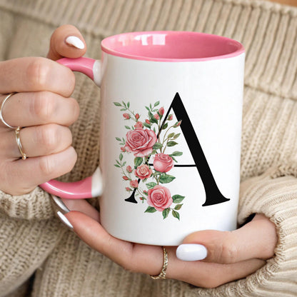 Custom Birth Flower Mug - Personalized Monogram Initial Coffee Cup | Birth Month Gift