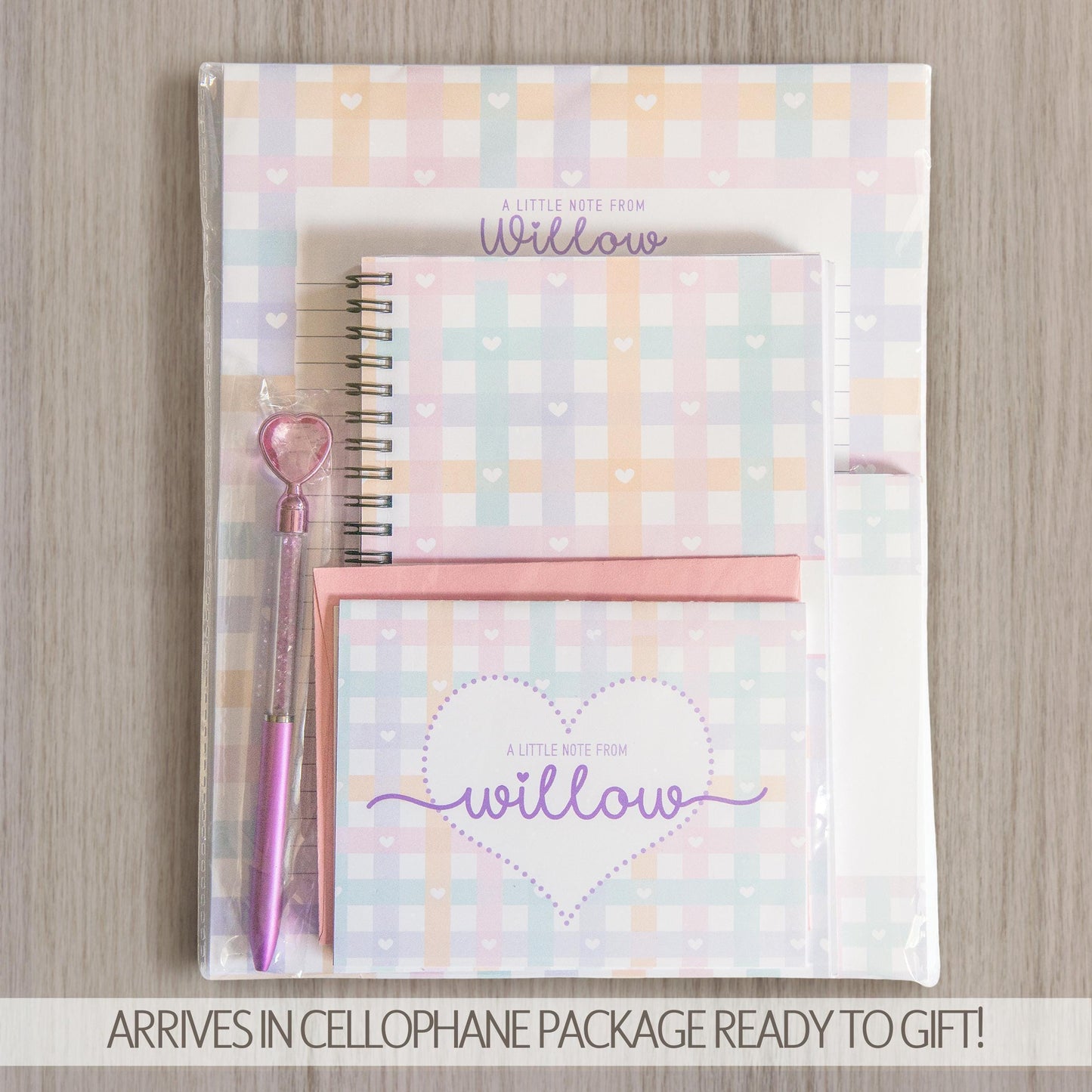 Personalized Stationery Set - Kids Letter Writing Paper & Girls Notepad Set