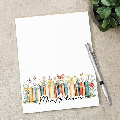 Personalized Teacher Notepad - Custom Name Classroom Note Pads With Tear Away Pages