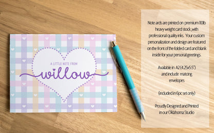 Personalized Stationery Set - Kids Letter Writing Kit with Heart Notebook & Envelopes