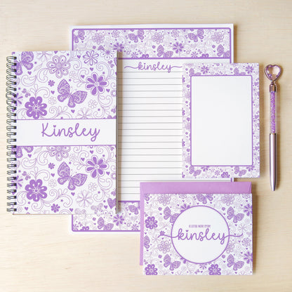 Personalized Stationery Set - Girls Butterfly Letter Writing Set with Notebook & Pen