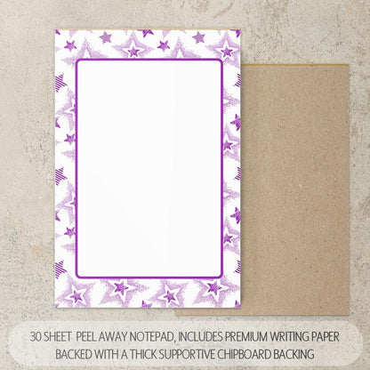 Personalized Stationery Set - Girls Star Letter Writing Set with Notebook and Pen
