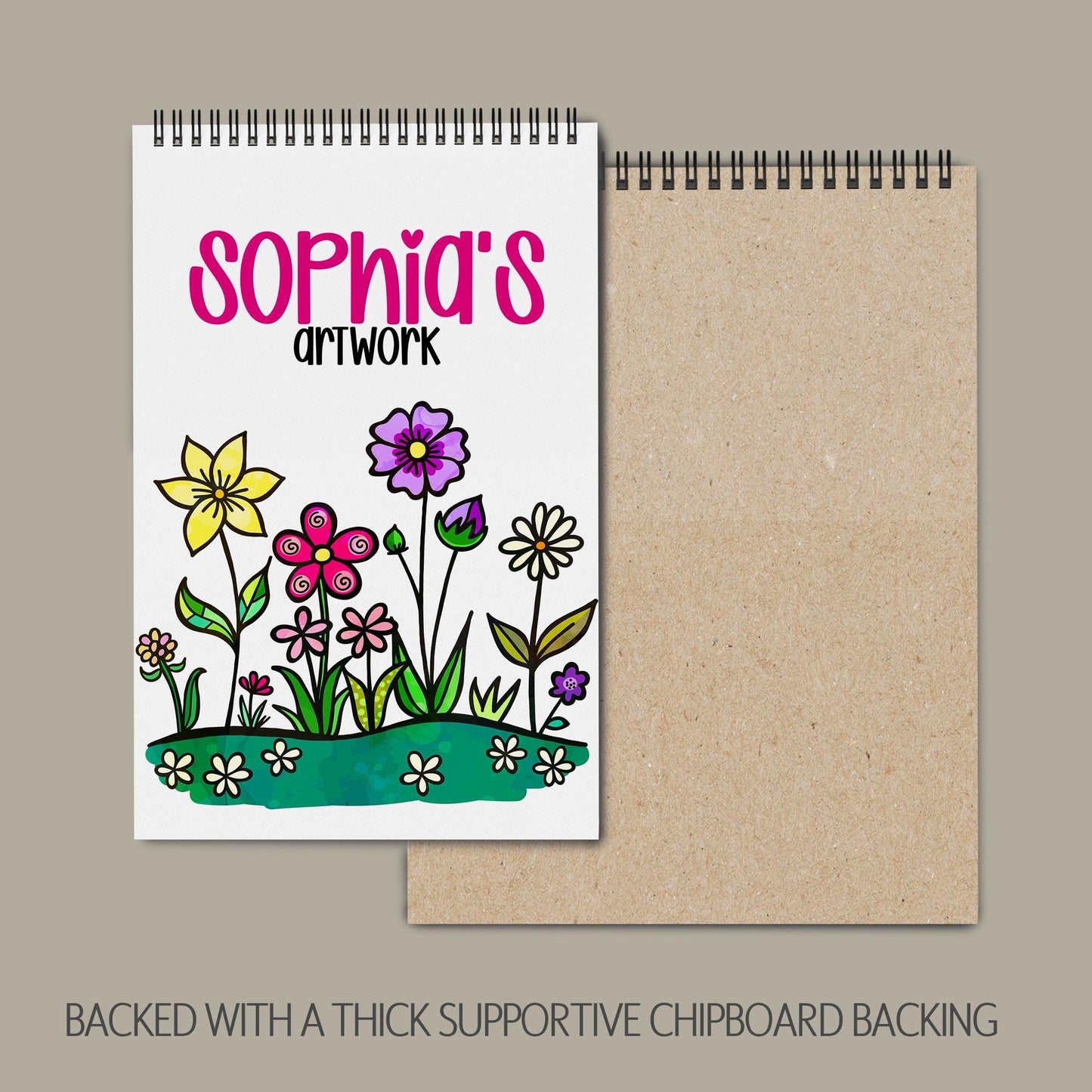 Personalized Girls Sketchbook – Custom Kids Drawing Pad with Spiral Bound Heavyweight Paper