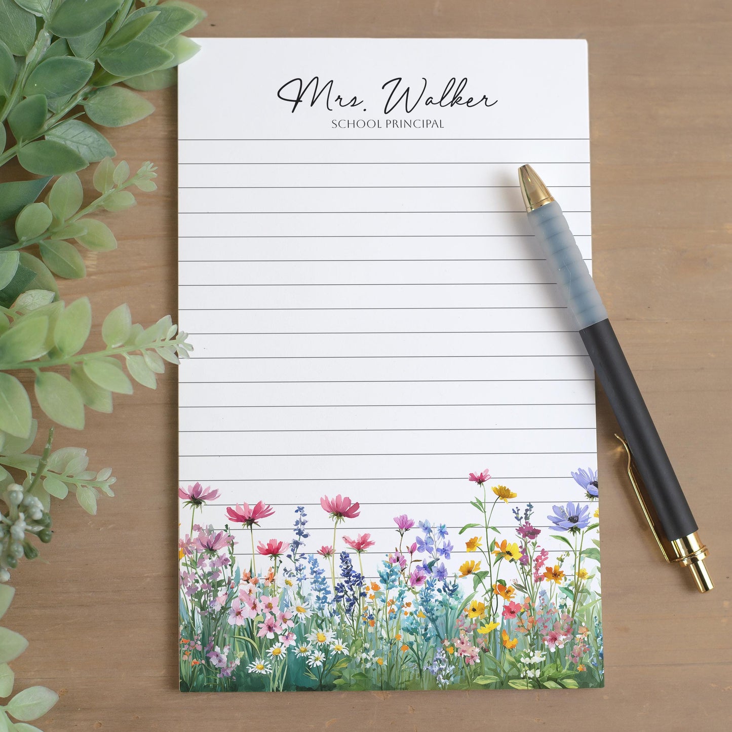 Personalized Flower Notepad – Custom Name Notepads with Floral Garden Design