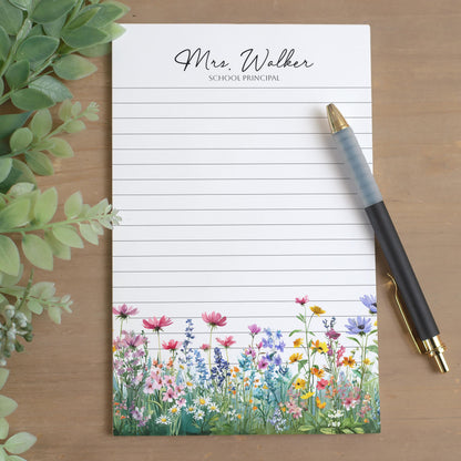 Personalized Flower Notepad – Custom Name Notepads with Floral Garden Design