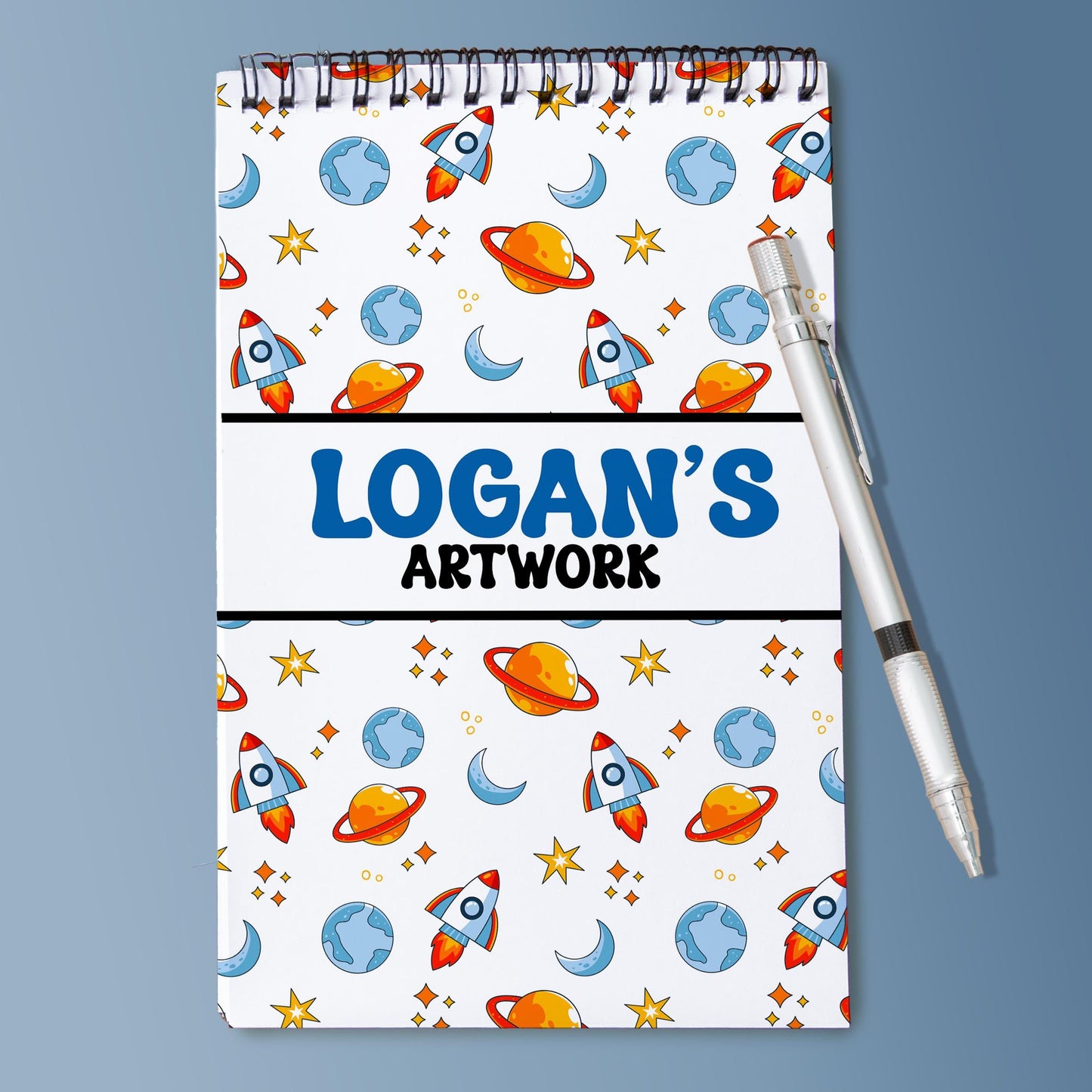 Personalized Kids Sketchbook – Custom Drawing Pad with Heavyweight Paper | Rocket Space Design