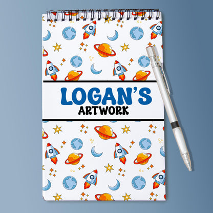Personalized Kids Sketchbook – Custom Drawing Pad with Heavyweight Paper | Rocket Space Design