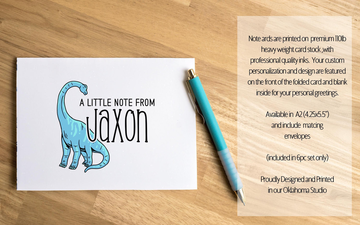 Boys Stationery Set – Personalized Dinosaur Notebook & Custom Writing Paper Kit