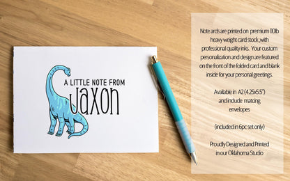 Boys Stationery Set – Personalized Dinosaur Notebook & Custom Writing Paper Kit